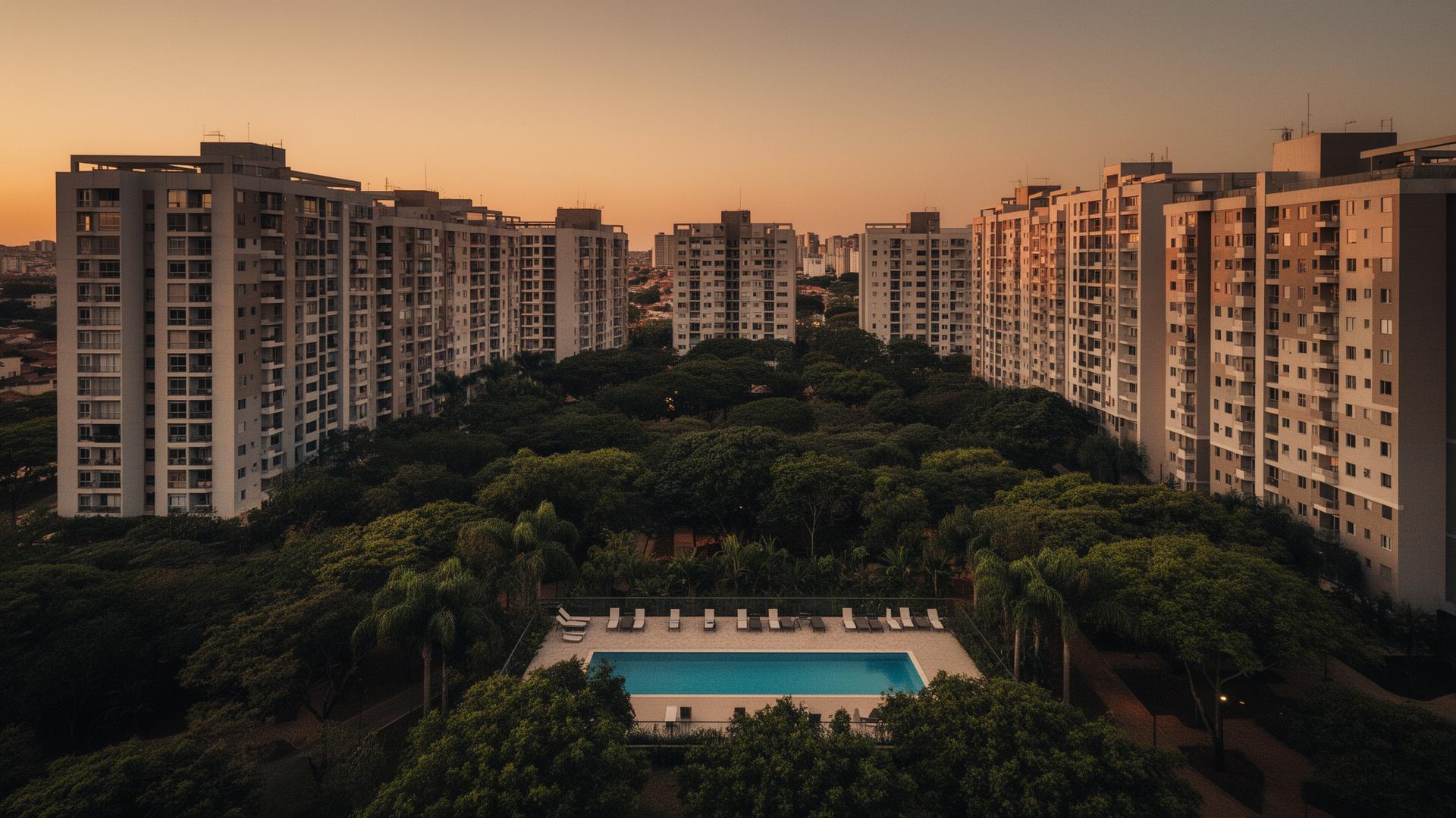 Vista aérea de empreendimentos residenciais em Goiânia
